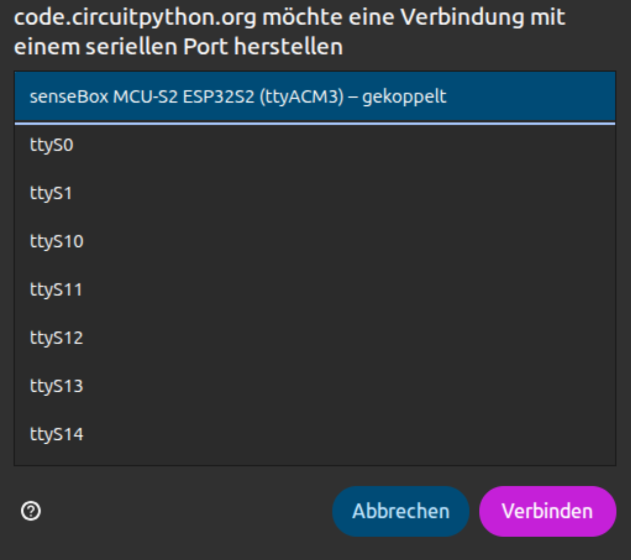 senseBox mit Editor verbinden
