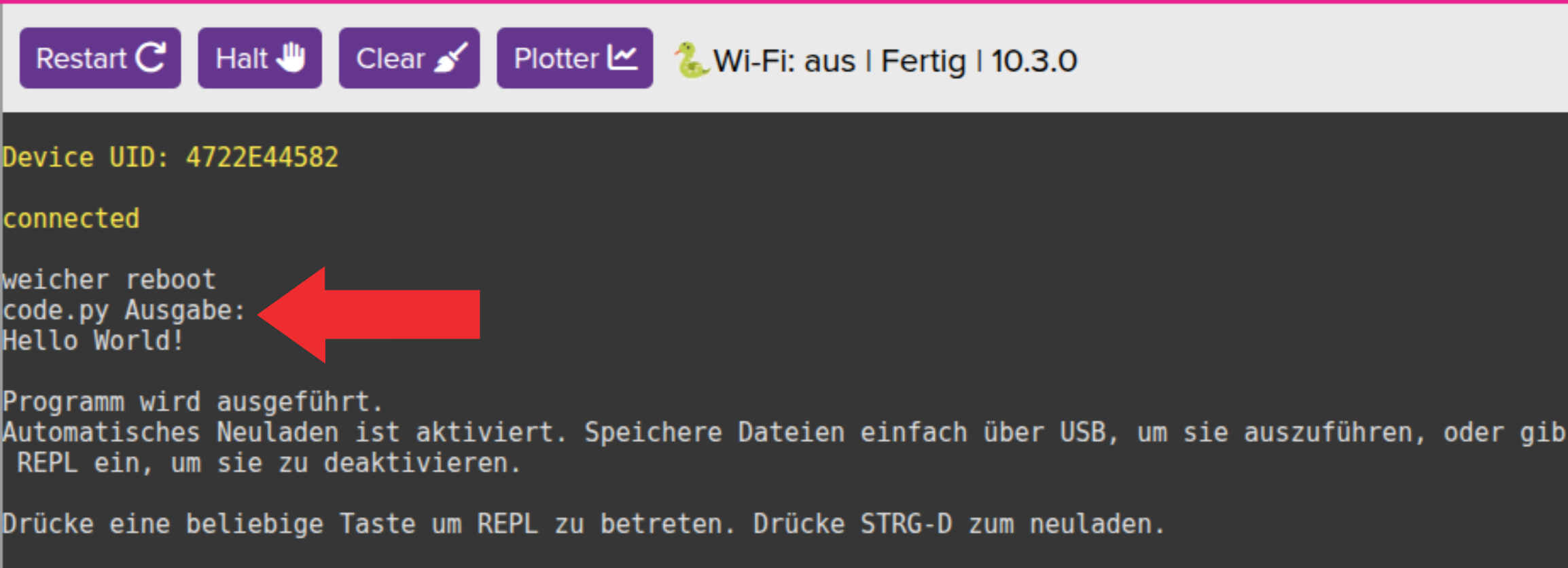 Ausgabe im seriellen Monitor